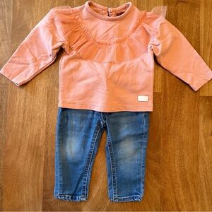 7 For All Mankind 12mo Jeans & Ruffle Top Set
